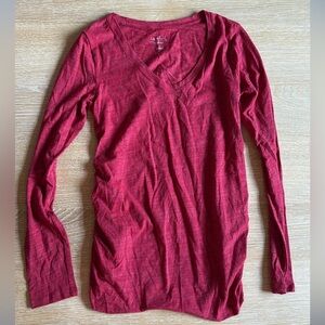 XS Isabel Maternity Red Long Sleeve V-Neck Top